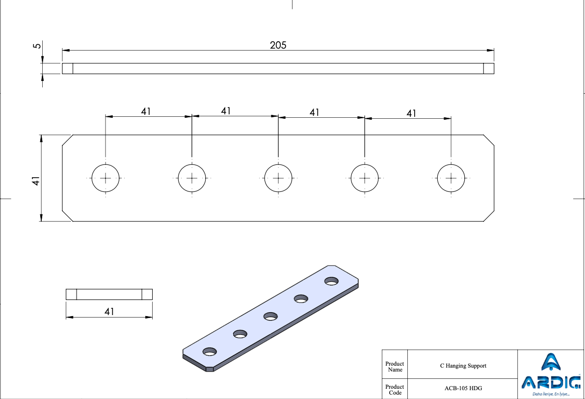 Strut Channel 5-Hole Splice Plate HDG – ACB-105 HDG