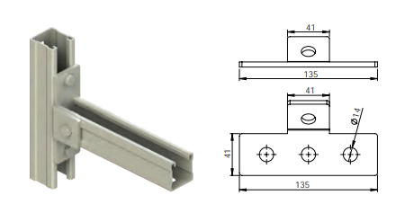 ACB-12 HDG C hanging support mounted on strut channel