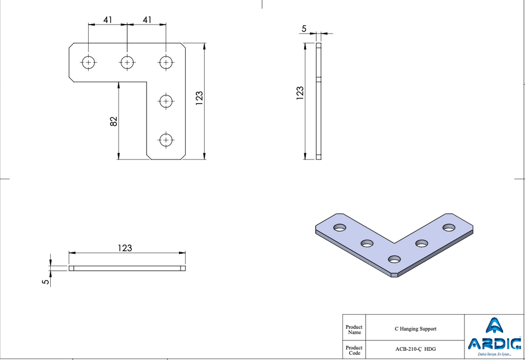 Strut Channel 5-Hole L-Angle Corner Plate HDG – ACB-210-C HDG