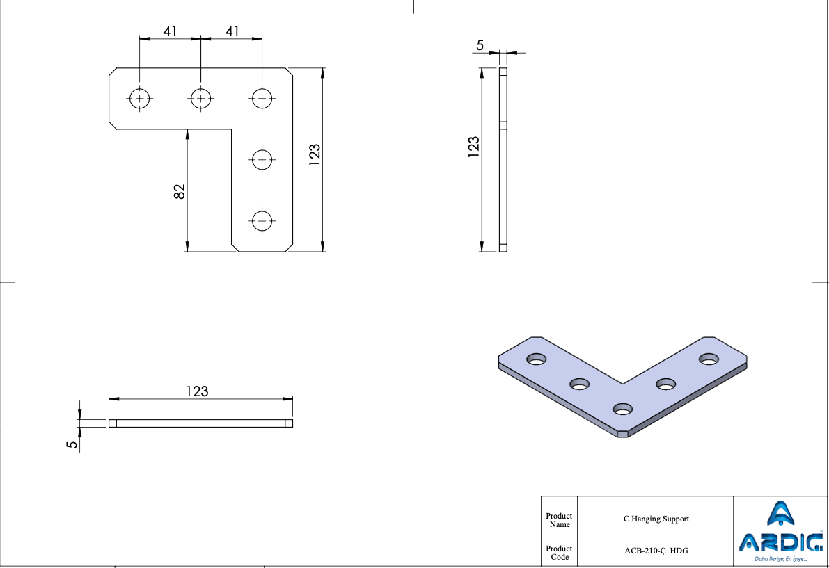 Strut Channel 5-Hole L-Angle Corner Plate HDG – ACB-210-C HDG