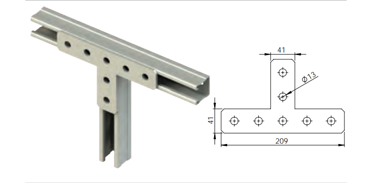 Strut Channel 7-Hole T-Bracket Plate HDG – ACB-211-C HDG