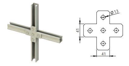 Strut Channel 4-Hole Cross Plate HDG – ACB-212 HDG
