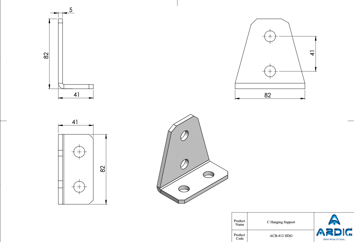 ACB-412 HDG C Hanging Support technical drawing
