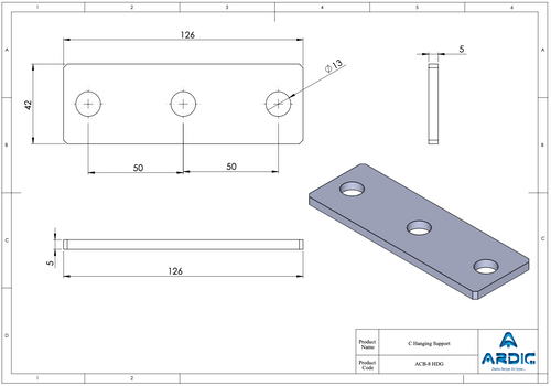 C Hanging Support | 4-15/16" x 1-5/8" x 3/16" | Hot-Dip Galvanized Steel