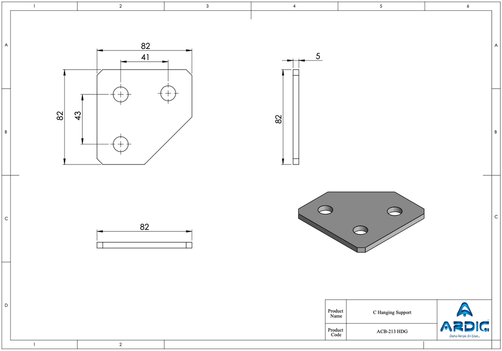 Strut Channel 2-Hole Flat Bracket Plate HDG – ACB-213 HDG