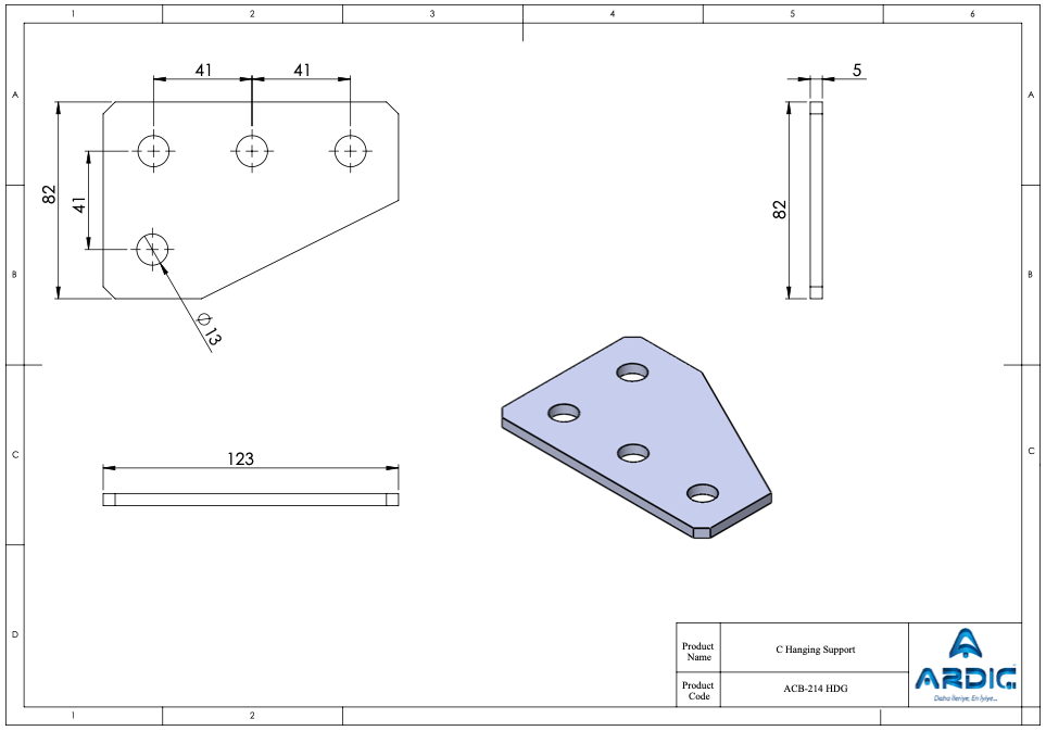 Strut Channel 3-Hole Flat Bracket Plate HDG – ACB-214 HDG