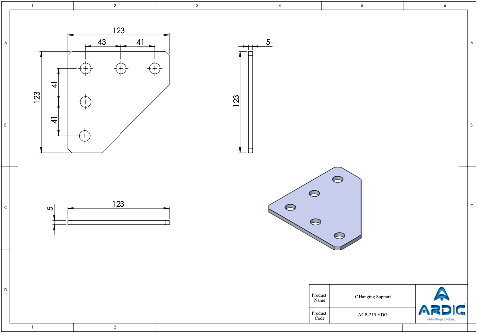 Strut Channel 4-Hole Flat Bracket Plate HDG – ACB-215 HDG