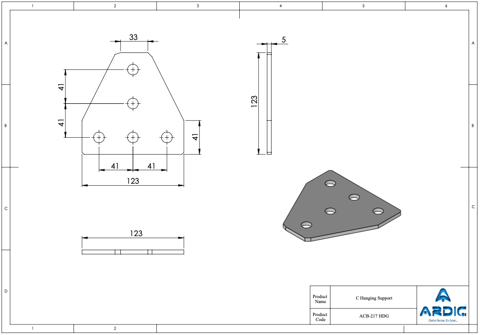 Strut Channel 5-Hole Arrow Bracket Plate HDG – ACB-217 HDG