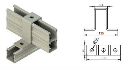 Strut Channel Double C-Clamp T-Bracket HDG – ACB-28 HDG
