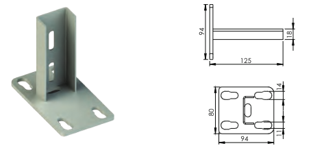 Strut Channel Base Plate Bracket 13/16" HDG – AC-1-1-21 HDG
