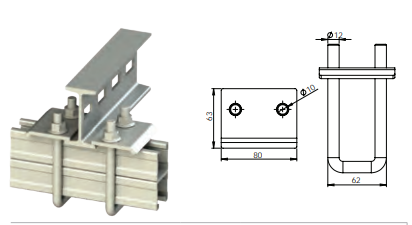 ACB-2 HDG beam clamp mounted on C profile