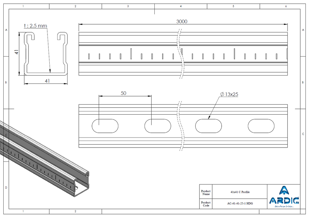 Strut Channel 1-5/8" x 1-5/8" x 10 ft | Hot-Dip Galvanized Steel Square C-Channel Support Rail