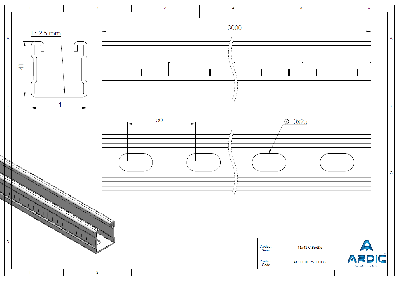 Strut Channel 1-5/8" x 1-5/8" x 10 ft | Hot-Dip Galvanized Steel Square C-Channel Support Rail